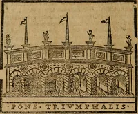 An illustration from Descrittione di Roma antica e moderna : nella quale si contengono chiese, monasterij, hospedali, compagnie, collegij e seminarij, tempij, teatri, anfiteatri, naumachie, cerchi, fori, curie, palazzi, e statue, librerie, musei, pitture, sculture, & i nomi de gli artefici : indice de'sommi pontefici, imperatori e duchi : con due copiosissime tauole (1643)