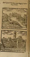 An illustration from Descrittione di Roma antica e moderna : nella quale si contengono chiese, monasterij, hospedali, compagnie, collegij e seminarij, tempij, teatri, anfiteatri, naumachie, cerchi, fori, curie, palazzi, e statue, librerie, musei, pitture, sculture, & i nomi de gli artefici : indice de'sommi pontefici, imperatori e duchi : con due copiosissime tauole (1643)