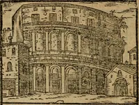Picture 180 of 366 from Descrittione di Roma antica e moderna : nella quale si contengono chiese, monasterij, hospedali, compagnie, collegij e seminarij, tempij, teatri, anfiteatri, naumachie, cerchi, fori, curie, palazzi, e statue, librerie, musei, pitture, sculture, & i nomi de gli artefici : indice de'sommi pontefici, imperatori e duchi : con due copiosissime tauole (1643), leaf 505