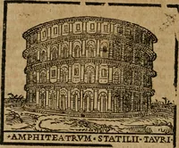 Picture 182 of 366 from Descrittione di Roma antica e moderna : nella quale si contengono chiese, monasterij, hospedali, compagnie, collegij e seminarij, tempij, teatri, anfiteatri, naumachie, cerchi, fori, curie, palazzi, e statue, librerie, musei, pitture, sculture, & i nomi de gli artefici : indice de'sommi pontefici, imperatori e duchi : con due copiosissime tauole (1643), leaf 509