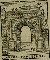 An illustration from Descrittione di Roma antica e moderna : nella quale si contengono chiese, monasterij, hospedali, compagnie, collegij e seminarij, tempij, teatri, anfiteatri, naumachie, cerchi, fori, curie, palazzi, e statue, librerie, musei, pitture, sculture, & i nomi de gli artefici : indice de'sommi pontefici, imperatori e duchi : con due copiosissime tauole (1643)