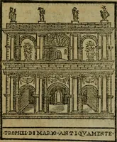 An illustration from Descrittione di Roma antica e moderna : nella quale si contengono chiese, monasterij, hospedali, compagnie, collegij e seminarij, tempij, teatri, anfiteatri, naumachie, cerchi, fori, curie, palazzi, e statue, librerie, musei, pitture, sculture, & i nomi de gli artefici : indice de'sommi pontefici, imperatori e duchi : con due copiosissime tauole (1643)