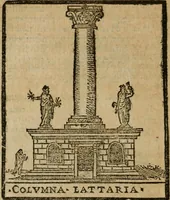 An illustration from Descrittione di Roma antica e moderna : nella quale si contengono chiese, monasterij, hospedali, compagnie, collegij e seminarij, tempij, teatri, anfiteatri, naumachie, cerchi, fori, curie, palazzi, e statue, librerie, musei, pitture, sculture, & i nomi de gli artefici : indice de'sommi pontefici, imperatori e duchi : con due copiosissime tauole (1643)