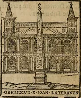 An illustration from Descrittione di Roma antica e moderna : nella quale si contengono chiese, monasterij, hospedali, compagnie, collegij e seminarij, tempij, teatri, anfiteatri, naumachie, cerchi, fori, curie, palazzi, e statue, librerie, musei, pitture, sculture, & i nomi de gli artefici : indice de'sommi pontefici, imperatori e duchi : con due copiosissime tauole (1643)