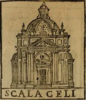 An illustration from Descrittione di Roma antica e moderna : nella quale si contengono chiese, monasterij, hospedali, compagnie, collegij e seminarij, tempij, teatri, anfiteatri, naumachie, cerchi, fori, curie, palazzi, e statue, librerie, musei, pitture, sculture, & i nomi de gli artefici : indice de'sommi pontefici, imperatori e duchi : con due copiosissime tauole (1643)