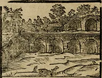An illustration from Descrittione di Roma antica e moderna : nella quale si contengono chiese, monasterij, hospedali, compagnie, collegij e seminarij, tempij, teatri, anfiteatri, naumachie, cerchi, fori, curie, palazzi, e statue, librerie, musei, pitture, sculture, & i nomi de gli artefici : indice de'sommi pontefici, imperatori e duchi : con due copiosissime tauole (1643)