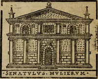 An illustration from Descrittione di Roma antica e moderna : nella quale si contengono chiese, monasterij, hospedali, compagnie, collegij e seminarij, tempij, teatri, anfiteatri, naumachie, cerchi, fori, curie, palazzi, e statue, librerie, musei, pitture, sculture, & i nomi de gli artefici : indice de'sommi pontefici, imperatori e duchi : con due copiosissime tauole (1643)