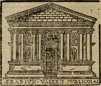 Picture 248 of 366 from Descrittione di Roma antica e moderna : nella quale si contengono chiese, monasterij, hospedali, compagnie, collegij e seminarij, tempij, teatri, anfiteatri, naumachie, cerchi, fori, curie, palazzi, e statue, librerie, musei, pitture, sculture, & i nomi de gli artefici : indice de'sommi pontefici, imperatori e duchi : con due copiosissime tauole (1643), leaf 649