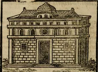 An illustration from Descrittione di Roma antica e moderna : nella quale si contengono chiese, monasterij, hospedali, compagnie, collegij e seminarij, tempij, teatri, anfiteatri, naumachie, cerchi, fori, curie, palazzi, e statue, librerie, musei, pitture, sculture, & i nomi de gli artefici : indice de'sommi pontefici, imperatori e duchi : con due copiosissime tauole (1643)