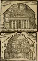 Picture 267 of 366 from Descrittione di Roma antica e moderna : nella quale si contengono chiese, monasterij, hospedali, compagnie, collegij e seminarij, tempij, teatri, anfiteatri, naumachie, cerchi, fori, curie, palazzi, e statue, librerie, musei, pitture, sculture, & i nomi de gli artefici : indice de'sommi pontefici, imperatori e duchi : con due copiosissime tauole (1643), leaf 687