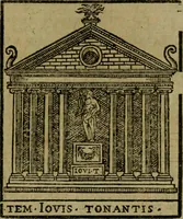 An illustration from Descrittione di Roma antica e moderna : nella quale si contengono chiese, monasterij, hospedali, compagnie, collegij e seminarij, tempij, teatri, anfiteatri, naumachie, cerchi, fori, curie, palazzi, e statue, librerie, musei, pitture, sculture, & i nomi de gli artefici : indice de'sommi pontefici, imperatori e duchi : con due copiosissime tauole (1643)