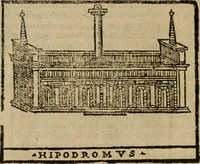 Picture 281 of 366 from Descrittione di Roma antica e moderna : nella quale si contengono chiese, monasterij, hospedali, compagnie, collegij e seminarij, tempij, teatri, anfiteatri, naumachie, cerchi, fori, curie, palazzi, e statue, librerie, musei, pitture, sculture, & i nomi de gli artefici : indice de'sommi pontefici, imperatori e duchi : con due copiosissime tauole (1643), leaf 711