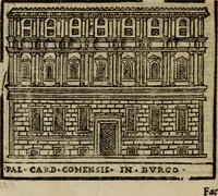Picture 290 of 366 from Descrittione di Roma antica e moderna : nella quale si contengono chiese, monasterij, hospedali, compagnie, collegij e seminarij, tempij, teatri, anfiteatri, naumachie, cerchi, fori, curie, palazzi, e statue, librerie, musei, pitture, sculture, & i nomi de gli artefici : indice de'sommi pontefici, imperatori e duchi : con due copiosissime tauole (1643), leaf 735