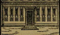 An illustration from Descrittione di Roma antica e moderna : nella quale si contengono chiese, monasterij, hospedali, compagnie, collegij e seminarij, tempij, teatri, anfiteatri, naumachie, cerchi, fori, curie, palazzi, e statue, librerie, musei, pitture, sculture, & i nomi de gli artefici : indice de'sommi pontefici, imperatori e duchi : con due copiosissime tauole (1643)