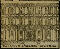 Picture 312 of 366 from Descrittione di Roma antica e moderna : nella quale si contengono chiese, monasterij, hospedali, compagnie, collegij e seminarij, tempij, teatri, anfiteatri, naumachie, cerchi, fori, curie, palazzi, e statue, librerie, musei, pitture, sculture, & i nomi de gli artefici : indice de'sommi pontefici, imperatori e duchi : con due copiosissime tauole (1643), leaf 754