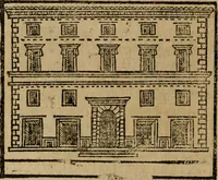 An illustration from Descrittione di Roma antica e moderna : nella quale si contengono chiese, monasterij, hospedali, compagnie, collegij e seminarij, tempij, teatri, anfiteatri, naumachie, cerchi, fori, curie, palazzi, e statue, librerie, musei, pitture, sculture, & i nomi de gli artefici : indice de'sommi pontefici, imperatori e duchi : con due copiosissime tauole (1643)