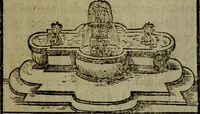 An illustration from Descrittione di Roma antica e moderna : nella quale si contengono chiese, monasterij, hospedali, compagnie, collegij e seminarij, tempij, teatri, anfiteatri, naumachie, cerchi, fori, curie, palazzi, e statue, librerie, musei, pitture, sculture, & i nomi de gli artefici : indice de'sommi pontefici, imperatori e duchi : con due copiosissime tauole (1643)