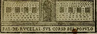 An illustration from Descrittione di Roma antica e moderna : nella quale si contengono chiese, monasterij, hospedali, compagnie, collegij e seminarij, tempij, teatri, anfiteatri, naumachie, cerchi, fori, curie, palazzi, e statue, librerie, musei, pitture, sculture, & i nomi de gli artefici : indice de'sommi pontefici, imperatori e duchi : con due copiosissime tauole (1643)