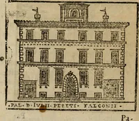 Picture 344 of 366 from Descrittione di Roma antica e moderna : nella quale si contengono chiese, monasterij, hospedali, compagnie, collegij e seminarij, tempij, teatri, anfiteatri, naumachie, cerchi, fori, curie, palazzi, e statue, librerie, musei, pitture, sculture, & i nomi de gli artefici : indice de'sommi pontefici, imperatori e duchi : con due copiosissime tauole (1643), leaf 773