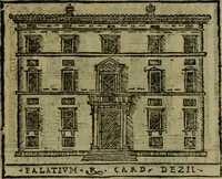 An illustration from Descrittione di Roma antica e moderna : nella quale si contengono chiese, monasterij, hospedali, compagnie, collegij e seminarij, tempij, teatri, anfiteatri, naumachie, cerchi, fori, curie, palazzi, e statue, librerie, musei, pitture, sculture, & i nomi de gli artefici : indice de'sommi pontefici, imperatori e duchi : con due copiosissime tauole (1643)