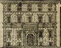 An illustration from Descrittione di Roma antica e moderna : nella quale si contengono chiese, monasterij, hospedali, compagnie, collegij e seminarij, tempij, teatri, anfiteatri, naumachie, cerchi, fori, curie, palazzi, e statue, librerie, musei, pitture, sculture, & i nomi de gli artefici : indice de'sommi pontefici, imperatori e duchi : con due copiosissime tauole (1643)