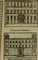 An illustration from Descrittione di Roma antica e moderna : nella quale si contengono chiese, monasterij, hospedali, compagnie, collegij e seminarij, tempij, teatri, anfiteatri, naumachie, cerchi, fori, curie, palazzi, e statue, librerie, musei, pitture, sculture, & i nomi de gli artefici : indice de'sommi pontefici, imperatori e duchi : con due copiosissime tauole (1643)