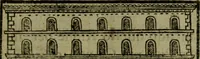 An illustration from Descrittione di Roma antica e moderna : nella quale si contengono chiese, monasterij, hospedali, compagnie, collegij e seminarij, tempij, teatri, anfiteatri, naumachie, cerchi, fori, curie, palazzi, e statue, librerie, musei, pitture, sculture, & i nomi de gli artefici : indice de'sommi pontefici, imperatori e duchi : con due copiosissime tauole (1643)