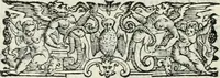 An illustration from Descrizione delle pompe e delle feste fatte nella venuta alla città di Firenze del sereniss. don Vincenzio Gonzaga, principe di Mantoua e del Monferrato : per la serenissima d. Leonora de' Medici, principessa di Toscana, sua consorte (1584)