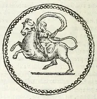 An illustration from Descrizione di Roma moderna : formata nuouamente con le autorità del cardinal Baronio, Alfonso Ciaconio, d'Antonio Bosio, Ottavio Panciroli, e d'altri celebri autori accennati nella lettera al lettore : nella quale si discorre delle sagre basiliche, chiefe, collegij, confraternite, librerie, monasterij, opsedali, fontane, giardini, palazzi, pitture, sculture, e statue più famose, che sono dentro, e fuori della città : come ancora dell'opere pie, indulgenze, e reliquie de' santi custodite nelle dette chiese, e de' sommi pontefici, e cardinali fondatori o restauratori delle medesime : distinta in quattordici rioni, abbellita con figure nuoue di rame, & accresciuta di molte notizie istoriche (1697)