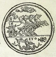 An illustration from Descrizione di Roma moderna : formata nuouamente con le autorità del cardinal Baronio, Alfonso Ciaconio, d'Antonio Bosio, Ottavio Panciroli, e d'altri celebri autori accennati nella lettera al lettore : nella quale si discorre delle sagre basiliche, chiefe, collegij, confraternite, librerie, monasterij, opsedali, fontane, giardini, palazzi, pitture, sculture, e statue più famose, che sono dentro, e fuori della città : come ancora dell'opere pie, indulgenze, e reliquie de' santi custodite nelle dette chiese, e de' sommi pontefici, e cardinali fondatori o restauratori delle medesime : distinta in quattordici rioni, abbellita con figure nuoue di rame, & accresciuta di molte notizie istoriche (1697)
