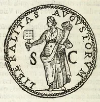 An illustration from Descrizione di Roma moderna : formata nuouamente con le autorità del cardinal Baronio, Alfonso Ciaconio, d'Antonio Bosio, Ottavio Panciroli, e d'altri celebri autori accennati nella lettera al lettore : nella quale si discorre delle sagre basiliche, chiefe, collegij, confraternite, librerie, monasterij, opsedali, fontane, giardini, palazzi, pitture, sculture, e statue più famose, che sono dentro, e fuori della città : come ancora dell'opere pie, indulgenze, e reliquie de' santi custodite nelle dette chiese, e de' sommi pontefici, e cardinali fondatori o restauratori delle medesime : distinta in quattordici rioni, abbellita con figure nuoue di rame, & accresciuta di molte notizie istoriche (1697)