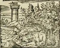 An illustration from Des decorations funebres, ou il est amplement traite' des tentures, des lumieres, des mausolées, catafalques, inscriptions & autres ornemens funebres; avec tout ce qui s'est fait de plus considerable depuis plus d'un siecle, pour les papes, empereurs, rois, reines, cardinaux, princes, prelats, sçavans & personnes illustres en naissance, vertu & dignitè, &c. .. (1684)