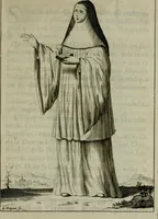 An illustration from Figures des differents habits des chanoines reguliers en ce siecle : auec vn discours sur les habits anciens et modernes de chanoines tant seculiers, que reguliers (1666)