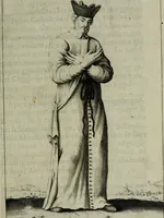 An illustration from Figures des differents habits des chanoines reguliers en ce siecle : auec vn discours sur les habits anciens et modernes de chanoines tant seculiers, que reguliers (1666)