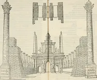 An illustration from De seer wonderlijcke, schoone, triumphelijcke incompst, van den hooghmogenden Prince Philips, Prince van Spaignen, Caroli des vijfden, Keysers sone : inde stadt van Antwerpen, anno M.CCCCC.XLIX (1550)