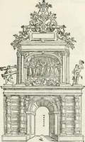 An illustration from De seer wonderlijcke, schoone, triumphelijcke incompst, van den hooghmogenden Prince Philips, Prince van Spaignen, Caroli des vijfden, Keysers sone : inde stadt van Antwerpen, anno M.CCCCC.XLIX (1550)