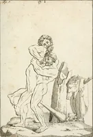 An illustration from Des Herrn Leonhard von Vinci, ersten Mahlers in Florenz, Praktisches Werk von der Mahlerey : worinnen diese vortrefliche Kunst hauptsächlich nach geometrisch- optisch- und mechanischen Grunden gelehret : wie auch nach anatomischen Regeln die verschiedenen Stellungen, Bewegungen und Berrichtungen der Glieder des menschlichen Körpors, deutlich vorgestellet wird (1786)
