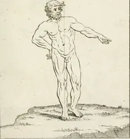 An illustration from Des Herrn Leonhard von Vinci, ersten Mahlers in Florenz, Praktisches Werk von der Mahlerey : worinnen diese vortrefliche Kunst hauptsächlich nach geometrisch- optisch- und mechanischen Grunden gelehret : wie auch nach anatomischen Regeln die verschiedenen Stellungen, Bewegungen und Berrichtungen der Glieder des menschlichen Körpors, deutlich vorgestellet wird (1786)