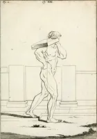 An illustration from Des Herrn Leonhard von Vinci, ersten Mahlers in Florenz, Praktisches Werk von der Mahlerey : worinnen diese vortrefliche Kunst hauptsächlich nach geometrisch- optisch- und mechanischen Grunden gelehret : wie auch nach anatomischen Regeln die verschiedenen Stellungen, Bewegungen und Berrichtungen der Glieder des menschlichen Körpors, deutlich vorgestellet wird (1786)