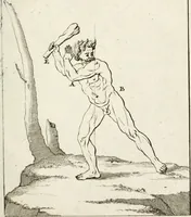 An illustration from Des Herrn Leonhard von Vinci, ersten Mahlers in Florenz, Praktisches Werk von der Mahlerey : worinnen diese vortrefliche Kunst hauptsächlich nach geometrisch- optisch- und mechanischen Grunden gelehret : wie auch nach anatomischen Regeln die verschiedenen Stellungen, Bewegungen und Berrichtungen der Glieder des menschlichen Körpors, deutlich vorgestellet wird (1786)