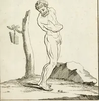 An illustration from Des Herrn Leonhard von Vinci, ersten Mahlers in Florenz, Praktisches Werk von der Mahlerey : worinnen diese vortrefliche Kunst hauptsächlich nach geometrisch- optisch- und mechanischen Grunden gelehret : wie auch nach anatomischen Regeln die verschiedenen Stellungen, Bewegungen und Berrichtungen der Glieder des menschlichen Körpors, deutlich vorgestellet wird (1786)