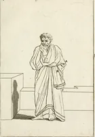 An illustration from Des Herrn Leonhard von Vinci, ersten Mahlers in Florenz, Praktisches Werk von der Mahlerey : worinnen diese vortrefliche Kunst hauptsächlich nach geometrisch- optisch- und mechanischen Grunden gelehret : wie auch nach anatomischen Regeln die verschiedenen Stellungen, Bewegungen und Berrichtungen der Glieder des menschlichen Körpors, deutlich vorgestellet wird (1786)