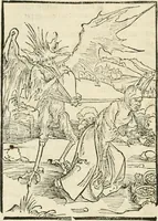 An illustration from Des hochwirdigen doctor Keiserspergs narenschiff : so er gepredigt hat zü Strassburg in der hohen stifft daselbst Predictãt d. zeit i498 dis geprediget :vnd vss latin in tütsch bracht, darin vil weissheit ist zü lerne, vnd leert auch die narreschel hinweck werffen ist nütz vnd güt alen menschen (1520)