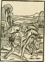 An illustration from Des hochwirdigen doctor Keiserspergs narenschiff : so er gepredigt hat zü Strassburg in der hohen stifft daselbst Predictãt d. zeit i498 dis geprediget :vnd vss latin in tütsch bracht, darin vil weissheit ist zü lerne, vnd leert auch die narreschel hinweck werffen ist nütz vnd güt alen menschen (1520)