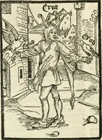 Picture 42 of 130 from Des hochwirdigen doctor Keiserspergs narenschiff : so er gepredigt hat zü Strassburg in der hohen stifft daselbst Predictãt d. zeit i498 dis geprediget :vnd vss latin in tütsch bracht, darin vil weissheit ist zü lerne, vnd leert auch die narreschel hinweck werffen ist nütz vnd güt alen menschen (1520), leaf 137