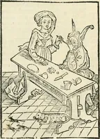 Picture 44 of 130 from Des hochwirdigen doctor Keiserspergs narenschiff : so er gepredigt hat zü Strassburg in der hohen stifft daselbst Predictãt d. zeit i498 dis geprediget :vnd vss latin in tütsch bracht, darin vil weissheit ist zü lerne, vnd leert auch die narreschel hinweck werffen ist nütz vnd güt alen menschen (1520), leaf 145