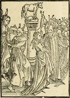 An illustration from Des hochwirdigen doctor Keiserspergs narenschiff : so er gepredigt hat zü Strassburg in der hohen stifft daselbst Predictãt d. zeit i498 dis geprediget :vnd vss latin in tütsch bracht, darin vil weissheit ist zü lerne, vnd leert auch die narreschel hinweck werffen ist nütz vnd güt alen menschen (1520)
