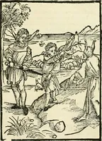 An illustration from Des hochwirdigen doctor Keiserspergs narenschiff : so er gepredigt hat zü Strassburg in der hohen stifft daselbst Predictãt d. zeit i498 dis geprediget :vnd vss latin in tütsch bracht, darin vil weissheit ist zü lerne, vnd leert auch die narreschel hinweck werffen ist nütz vnd güt alen menschen (1520)