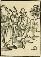 An illustration from Des hochwirdigen doctor Keiserspergs narenschiff : so er gepredigt hat zü Strassburg in der hohen stifft daselbst Predictãt d. zeit i498 dis geprediget :vnd vss latin in tütsch bracht, darin vil weissheit ist zü lerne, vnd leert auch die narreschel hinweck werffen ist nütz vnd güt alen menschen (1520)