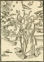 An illustration from Des hochwirdigen doctor Keiserspergs narenschiff : so er gepredigt hat zü Strassburg in der hohen stifft daselbst Predictãt d. zeit i498 dis geprediget :vnd vss latin in tütsch bracht, darin vil weissheit ist zü lerne, vnd leert auch die narreschel hinweck werffen ist nütz vnd güt alen menschen (1520)